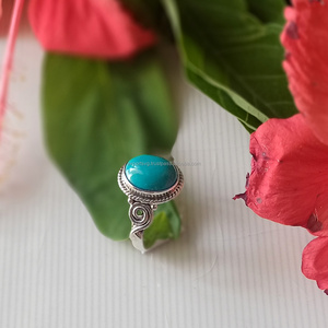 Bague en argent Sterling 925 avec pierres précieuses turquoises, nouvel arrivage, bague de haute qualité, cadeau pour elle - Product Image 1
