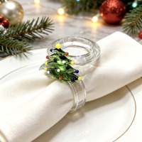 Lot de porte-serviettes en verre de Noël - Supports créatifs en forme de dessin animé pour la mise en table des hôtels et restaurants occidentaux
