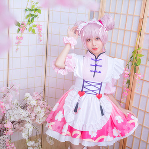 Xiao Qiao Maid Cosplay Costume Women Flower Print Polyester Fiber Game Anime Role Playing Summer 2020 - Product Image 1