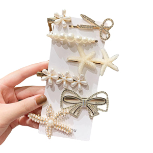 Juego de 7 Piezas de Horquillas para el Cabello con Diseño de Estrella de Mar y Perlas, Accesorio de Moda para Mujer, Joyería de Moda - Product Image 6