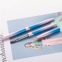 Pinceau à ongles professionnel GUYO en acrylique 100% Kolinsky avec manche métallique dégradé bleu-rose et imprimé faux diamant, personnalisable