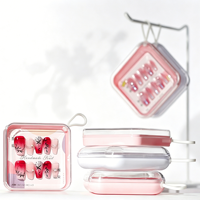 Boîte d'emballage pour faux ongles en acrylique avec cordon, étui de présentation carré transparent pour bijoux, vente en gros de luxe pour ongles