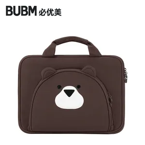 BUBM Tas Tote Hewan Modern Wanita, Sarung Laptop Berlapis Beruang Lucu dengan Kompartemen Depan