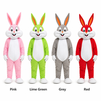 Hasen-Maskottchen-Kostüm Umweltfreundlicher Atmungsaktiver Plüsch-Hasenanzug Hochsichtbares Netz-Schaumstoffkopfteil 4 Farben Halloween TV/Film Unisex