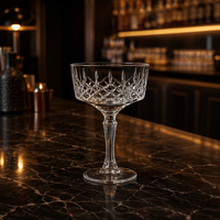 Verre à dessert coupe diamantée 265 ml, bol à pied cannelé, verre à cocktail transparent, verre de service pour café, restaurant, mariage