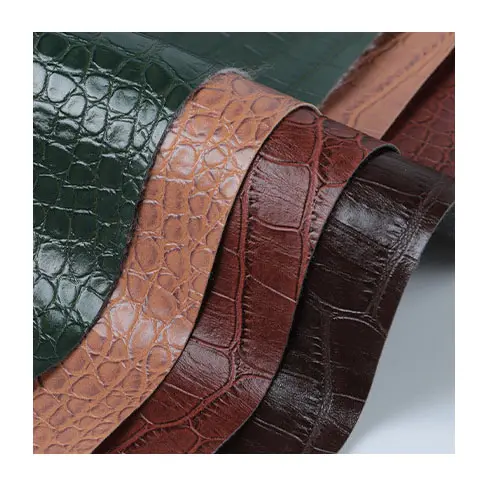 Crocodile Rexine gaufré personnalisé de 0.55mm d'épaisseur Faux cuir synthétique artificiel en PVC Faux tissu matériel pour la fabrication de meubles