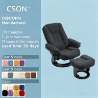 Fauteuil inclinable européen moderne, tissu en microfibre, structure en bois - Fauteuil inclinable pivotant de détente avec repose-pieds