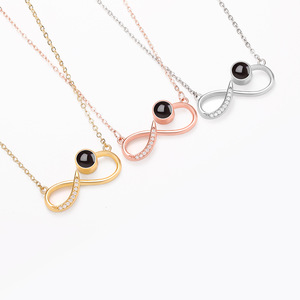 Collana di proiezione memoria commemorativa per donne Mobius <span class=keywords><strong>infinity</strong></span> symbol Collana con simbolo Personalizzata Lingua 100 ti amo - Product Image 1