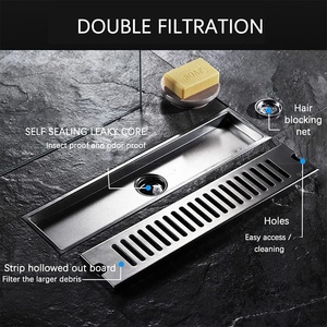 Wesda bán buôn phòng tắm khách sạn hồ bơi có thể tháo rời thép không gỉ hình chữ nhật dài cống sàn lọc tuyến tính vòi hoa sen xả - Product Image 4