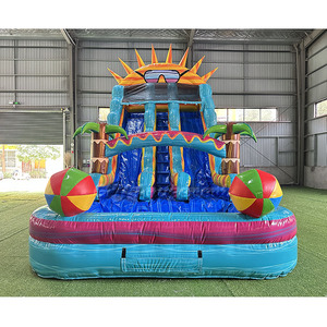 <span class=keywords><strong>Location</strong></span> pour fêtes : Parc aquatique gonflable à thème estival, 19 pieds de haut, <span class=keywords><strong>avec</strong></span> toboggan à double piste et <span class=keywords><strong>piscine</strong></span> - Product Image 2