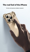 Étui de téléphone portable de luxe sans bordure, avec objectif autonome, protection d'appareil photo en TPU antichoc, pour 15 XR 16promax, coins en métal