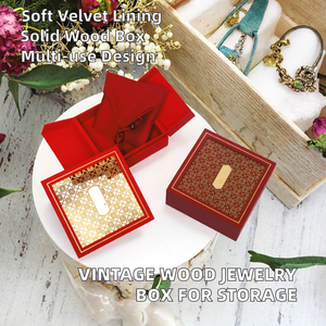 Caja de Joyería de Madera Antigua con Forro de Terciopelo para Guardar Pulseras, Colgantes y Collares - Empaque Vintage - Product Image 2