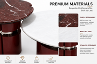 Ensemble de table basse moderne en pierre avec structure en acier inoxydable, design combiné, mobilier de luxe personnalisable pour la maison et l'hôtel