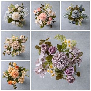 Bouquet de fleurs artificielles CallaFloral blanc, rose, bleu, décorations de mariage, fournitures d'artisanat, tissu de tissage Pan - Product Image 3