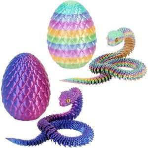 Juguete Antiestrés Huevo de Dragón Impreso en 3D con Serpiente Articulada en el Interior, Flexible, para Niños de 8 a 13 Años, Unisex, de Plástico, Clásico - Product Image 1