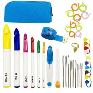 Wholesale Colorful Diy Handwork Knitting Needles Tools <b>Plastic</b> Crochet <b>Hook</b> Sets for Cake Yarn - Product Image 2