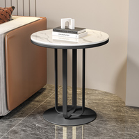 Table de canapé d'appoint moderne de luxe en métal avec plaque de roche pour la maison, le salon ou la villa, petite table console basse
