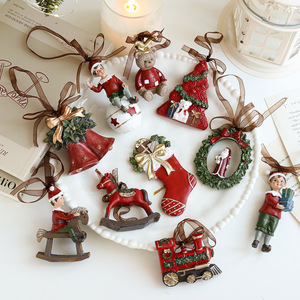 Ornement de Noël Cloche Peinte en Résine pour Dropshipping Shopify, Décoration Vintage de Dessin Animé à Suspendre à l'Arbre, Cadeau Rétro - Product Image 2