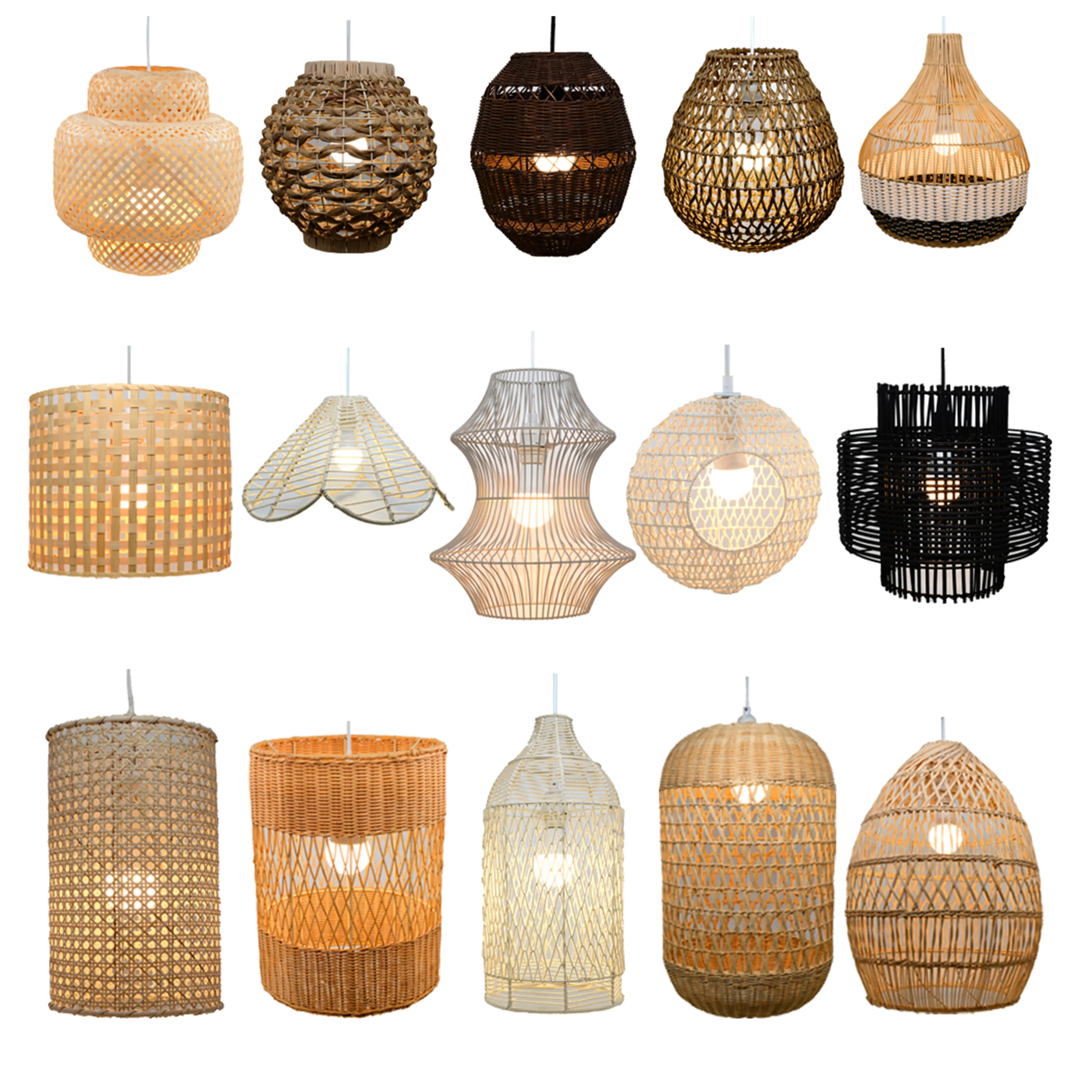 Домашний декор, плетеная бамбуковая лампа ручной работы, люстры и подвесные светильники