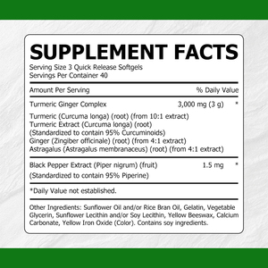 Suplemento Dietético de Cúrcuma en Cápsulas Blandas de Buena Calidad con Fruta de Piper Nigrum, Apoya la Función Inmunitaria, la Salud y el Bienestar en General - Product Image 2