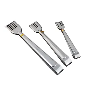 Utensílios de cozinha de aço inoxidável, venda quente de 3 peças, pinças para churrasco, com alça antiqueimaduras, braçadeira de bife, clipe de comida