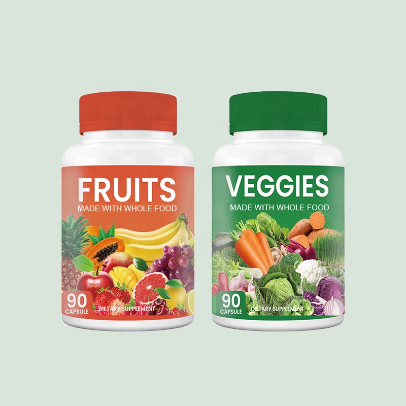 Cápsulas vitamínicas de frutas y verduras de ingredientes naturales de alta calidad que apoyan el sistema inmunológico para reponer frutas y verduras energéticas