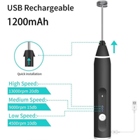 Batteur à main rechargeable, 3 modes de vitesse, fouet électrique, mousseur à lait et café, fouet électrique pour la cuisine, la pâtisserie et le mélange