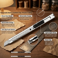 Couteau utilitaire rétractable ZHENGYE ZY-105 avec lame en acier à haute teneur en carbone de 9 mm, bouton poussoir antidérapant, léger, pour la découpe artistique de poche
