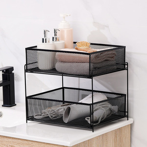 Égouttoir à vaisselle moderne à poser sur l'évier, double couche, coulissant, en acier inoxydable, avec porte-serviettes étanche pour rangement de cuisine - Product Image 3