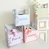 Boîte à fleurs personnalisée romantique avec logo, durable, réutilisable, élégante, vintage, couleur fixe, pliable, boîte cadeau imprimée