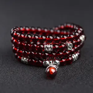 Модные браслеты-цепочки и подвески с красными кристаллами из бисера оптом