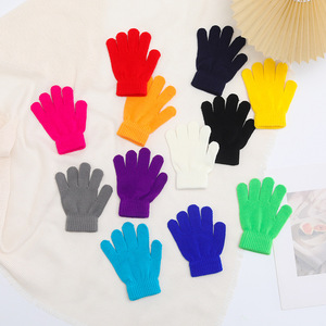 Gants en acrylique <span class=keywords><strong>à</strong></span> doigts entiers pour enfants, couleur unie, <span class=keywords><strong>mitaines</strong></span> de ski tricotées, gants chauds pour un usage quotidien pour les garçons <span class=keywords><strong>et</strong></span> les filles - Product Image 2