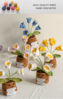 Kerajinan Kain Rajutan Bunga Daisy Forget Me Not, Tanaman Emosional Positif, Tanaman Pot Rajut, Bunga Pot Rajut, Bunga Rajut