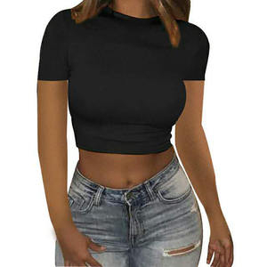 Magliette Crop Top con Logo personalizzato magliette corte di base Sexy camicie da <span class=keywords><strong>donna</strong></span> bianche da <span class=keywords><strong>donna</strong></span> - Product Image 5