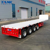Semirremolque de Plataforma Plana de 3 Ejes con Barandas |   Plataforma de Carga Pesada para Contenedores de 20 y 40 Pies