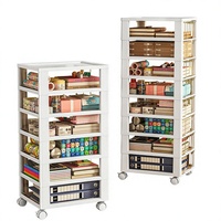 Organisateur de bureau sous le bureau en plastique A4, design japonais, avec roulettes, tiroirs multi-niveaux et rangement