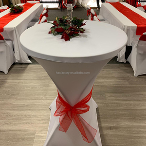 Multicolor Spandex High Bar Table Covers Cocktail Table Lines Wedding Tablecloth 30 Inch White Round Table Cloth for Party Pub - Product Image 5