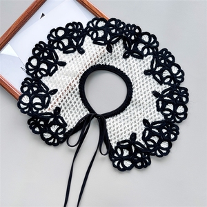 xqd <span class=keywords><strong>Faux</strong></span> <span class=keywords><strong>col</strong></span> brodé <span class=keywords><strong>au</strong></span> <span class=keywords><strong>crochet</strong></span> en fil de laine noir et blanc pour robe et pull, collection automne, best-seller - Product Image 3