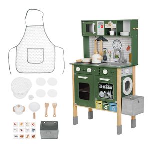 Multi-functional Wooden Kitchen Toys Green Cooking Food <strong>Garbage</strong> <strong>Sorting</strong> with Blackboard Pretend Play Set - Product Image 5