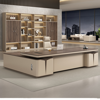 Ensemble de bureau et de chaise de direction de luxe léger, mobilier de bureau en bois personnalisable avec un design minimaliste moderne