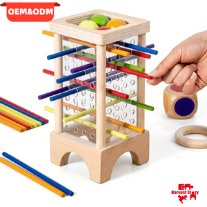 Jeu de société Montessori personnalisé <span class=keywords><strong>en</strong></span> bois, bâtonnets colorés, dés, jouet éducatif pour l'apprentissage précoce des mathématiques, pour enfants et famille - Product Image 1
