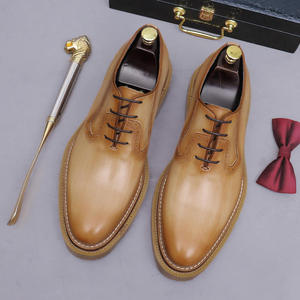 High Quality Men's Formal Shoes Square Toe Lace-Up Breathable Anti-Slip Career men' leather Dress Shoes&<b>Oxford</b> - Product Image 1