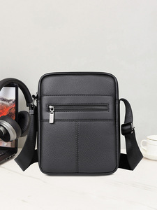 Sac à bandoulière en cuir PU OEM pour hommes, sac messager d'affaires en cuir de vache véritable, sac bandoulière réglable, sac à bandoulière tendance - Product Image 5