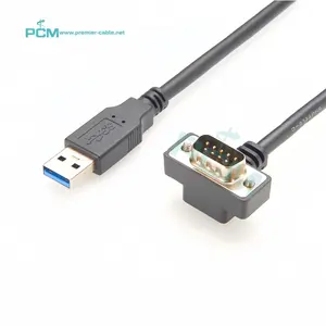 FTDI RS232 USB to DB9 Male 5Pin Down Up Angle Serial Cable 90 Degree for Cashier Register Barcode Scanner