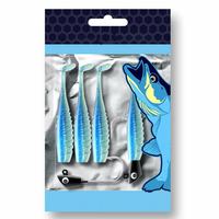 Sac à soufflets latéraux imprimé personnalisé, recyclable, en plastique souple transparent PET+PE, pour emballage d'appâts de pêche, avec fermeture éclair pour leurres de pêche