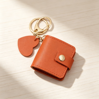 Porte-clés photo miniature en cuir PU personnalisable, en forme de cœur, avec fermeture à bouton anti-RFID, pochette portable pour album photo