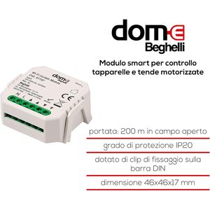 Beghelli Dom-E 81167โมดูลม่าน Wi-Fi IP20แอคชูเอเตอร์อัจฉริยะพลาสติกสำหรับบานประตูหน้าต่างแบบมีมอเตอร์ - Product Image 3