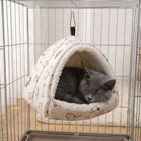 Dreieckiges Samt-Hamsterbett Hängende Höhle Hängematte Zelt Warmes Vogelnest Papageienversteck für Chinchilla, Meerschweinchen, Kaninchen, Katzen und mehr
