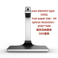 ELOAM S520B Scanner de documents portable à double caméra 5MP, interface USB A4, capteur CMOS, cadre en aluminium, argent, bureau, éducation
