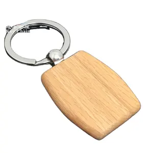 Runder quadratischer und herzförmiger Schlüssel anhänger Holz bambus schlüssel ring Natürlicher hölzerner Schlüssel anhänger